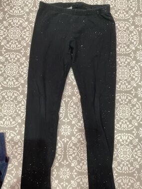 Cat & Jack Girls Black Glitter Leggings Size L (10/12) Good Condition